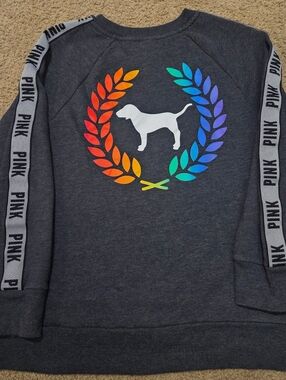 PINK Victoria's Secret Vintage Rainbow Logo Pullover Sweatshirt Oversized